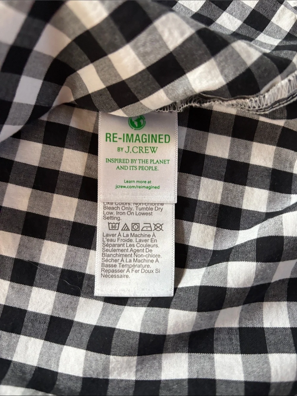 J. Crew Factory Black and White Gingham Button-Down Shirt